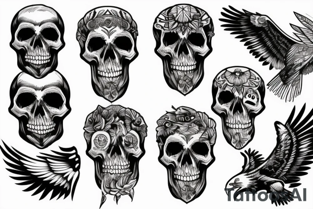 an eagle sitting on a skull tattoo idea