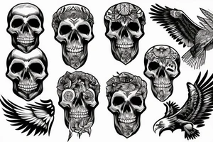 an eagle sitting on a skull tattoo idea