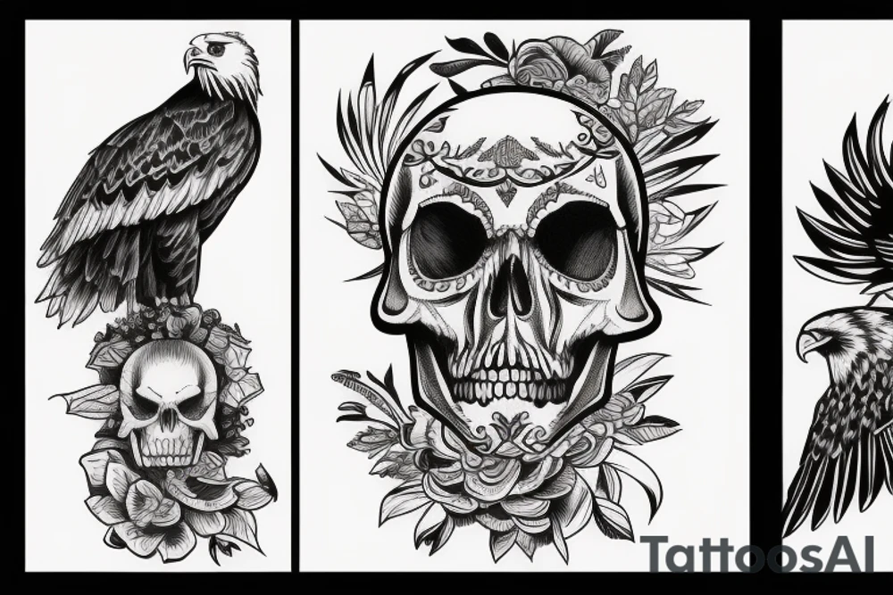an eagle sitting on a skull tattoo idea