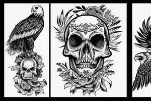 an eagle sitting on a skull tattoo idea