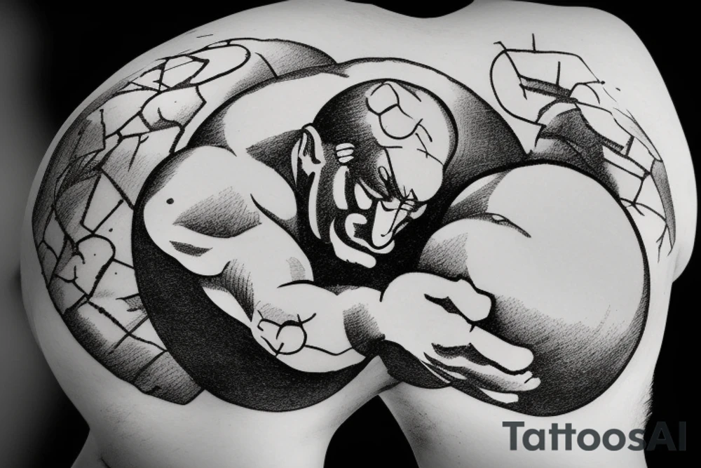 A classic image of Sisyphus would be a tattoo of him pushing the boulder up the hill. tattoo idea