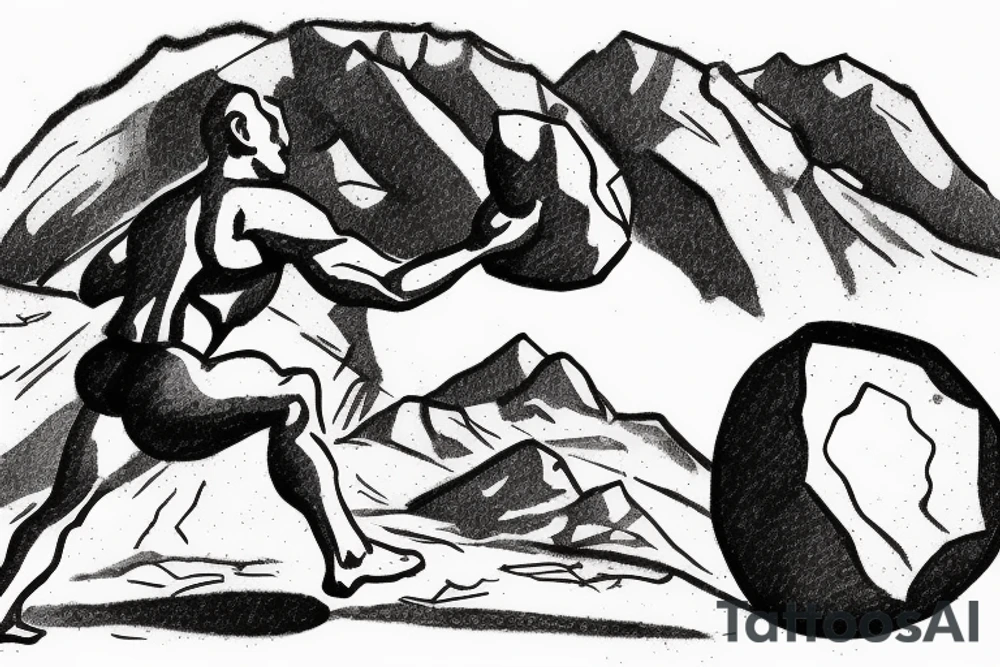A classic image of Sisyphus would be a tattoo of him pushing the boulder up the hill. tattoo idea