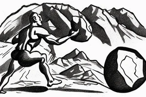 A classic image of Sisyphus would be a tattoo of him pushing the boulder up the hill. tattoo idea