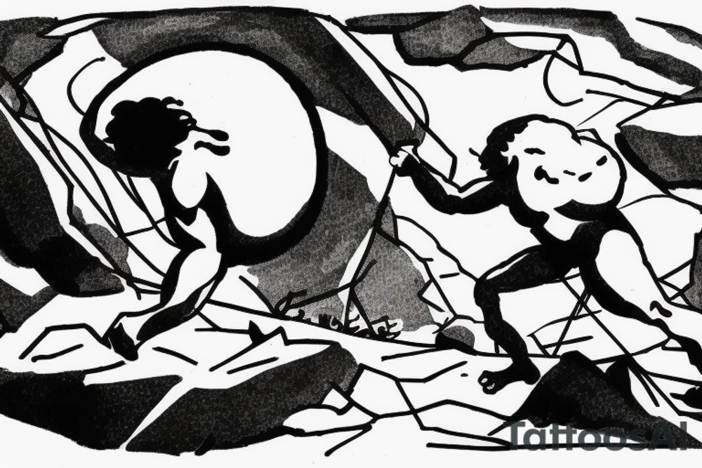 A classic image of Sisyphus would be a tattoo of him pushing the boulder up the hill. tattoo idea