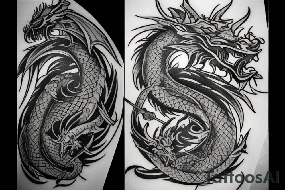 Dragon and samurai sword tattoo idea