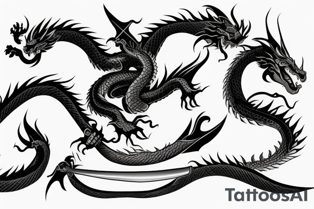 Dragon and samurai sword tattoo idea