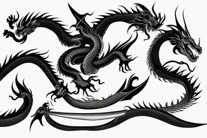 Dragon and samurai sword tattoo idea