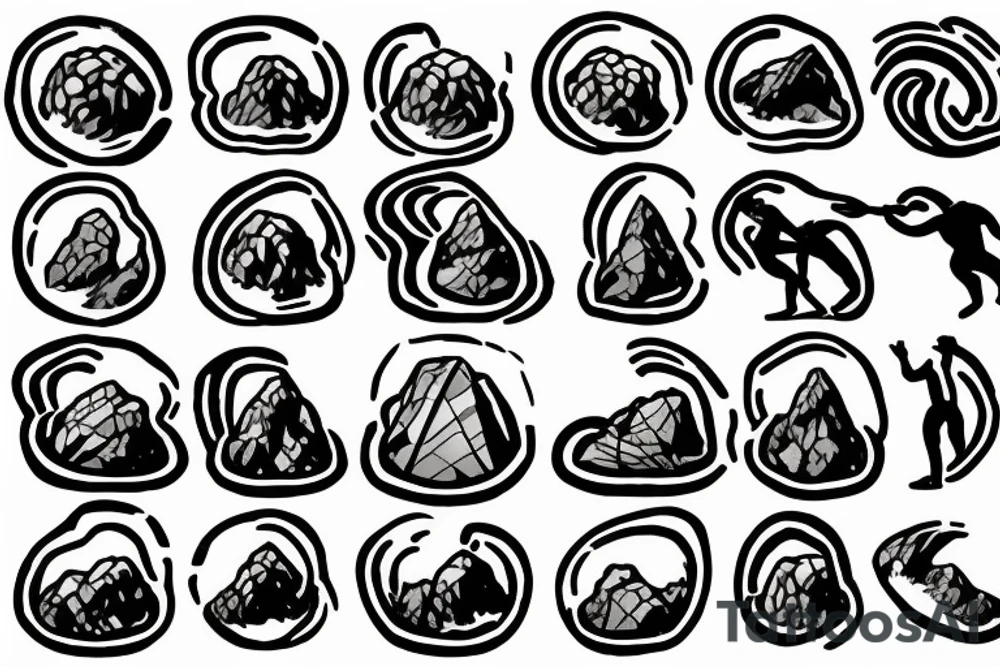 A classic image of Sisyphus would be a tattoo of him pushing the boulder up the hill. tattoo idea