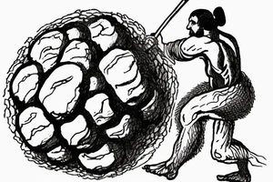 A classic image of Sisyphus would be a tattoo of him pushing the boulder up the hill. tattoo idea