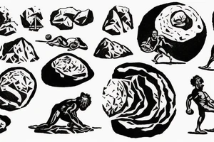 A classic image of Sisyphus would be a tattoo of him pushing the boulder up the hill. tattoo idea