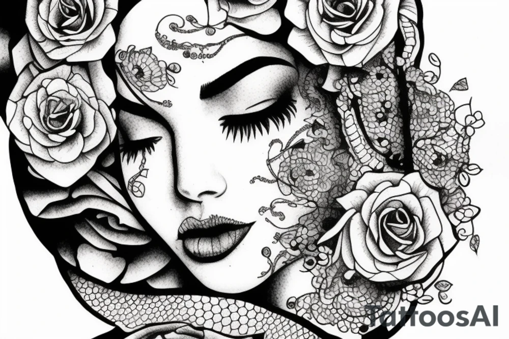 Woman face dramatic tattoo idea