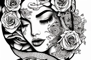 Woman face dramatic tattoo idea