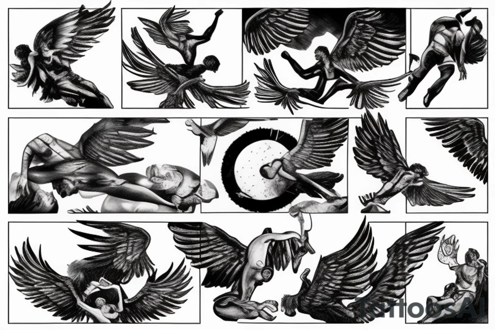 Icarus flying and reaching for the sun tattoo idea