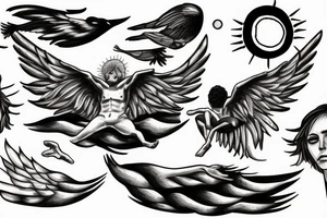 Icarus flying and reaching for the sun tattoo idea