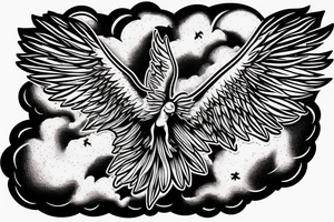 Icarus flying towards the sun. Diamond shape frame tattoo idea