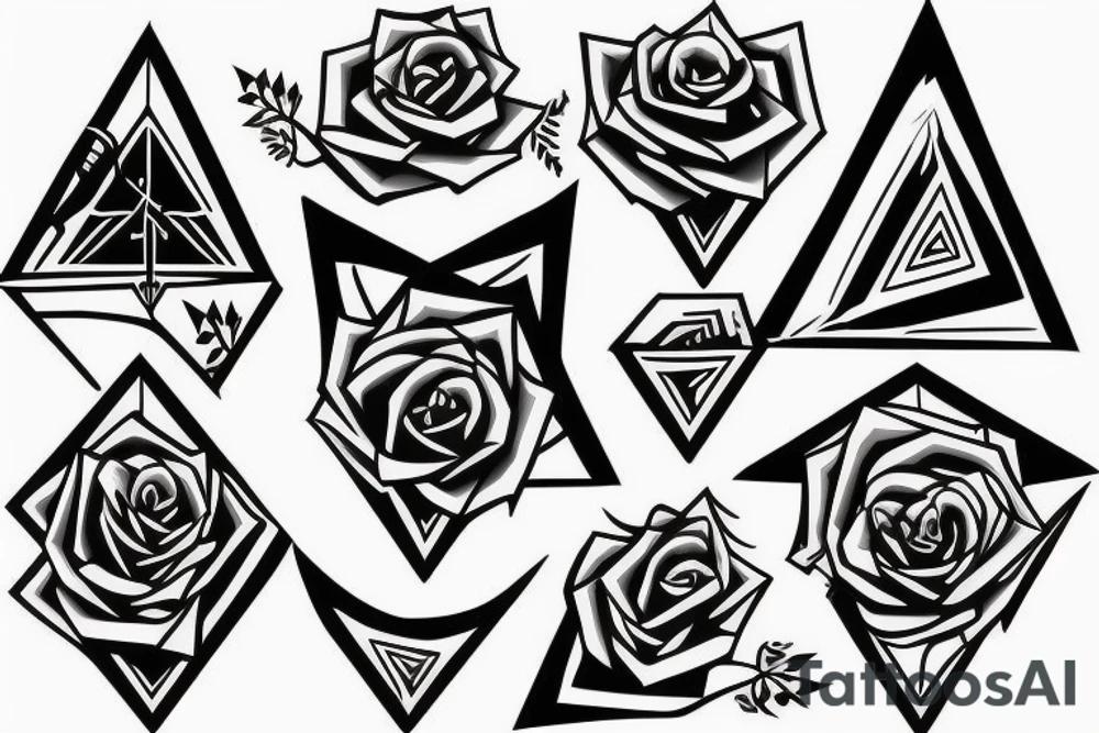 triangle arrow rose tattoo idea