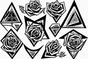 triangle arrow rose tattoo idea
