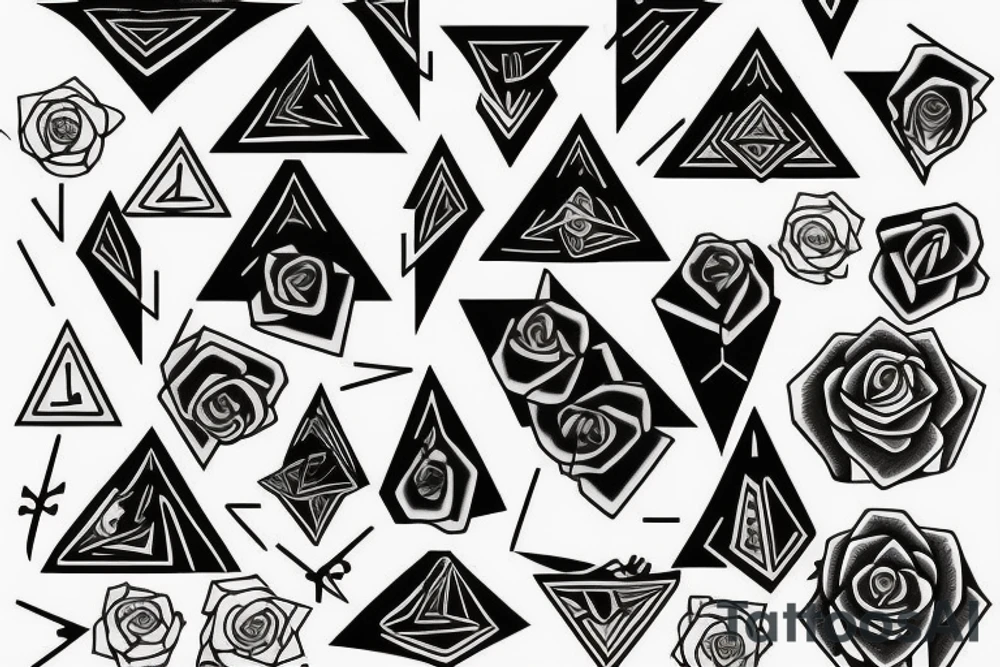 triangle arrow rose tattoo idea