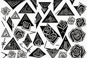 triangle arrow rose tattoo idea