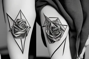 triangle long arrow rose tattoo idea