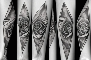 triangle long arrow rose tattoo idea