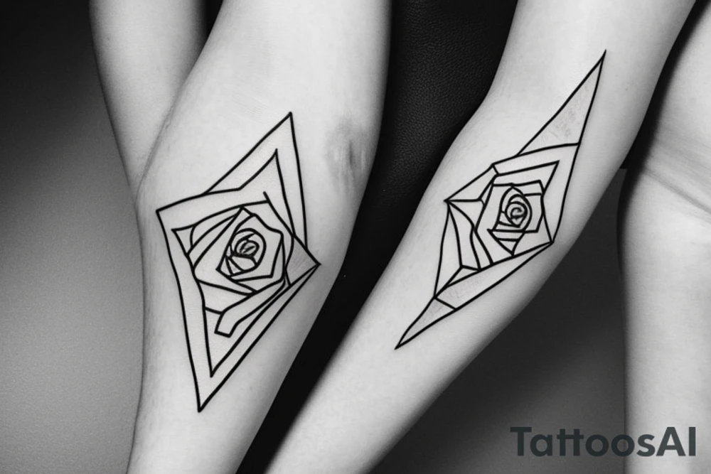 triangle long arrow rose tattoo idea