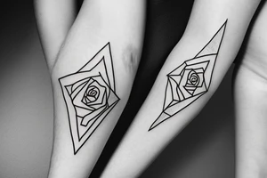 triangle long arrow rose tattoo idea