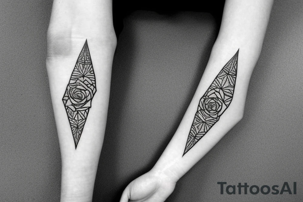 triangle long arrow rose tattoo idea