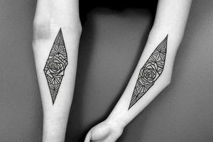 triangle long arrow rose tattoo idea