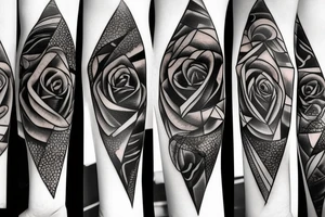triangle long arrow rose tattoo idea