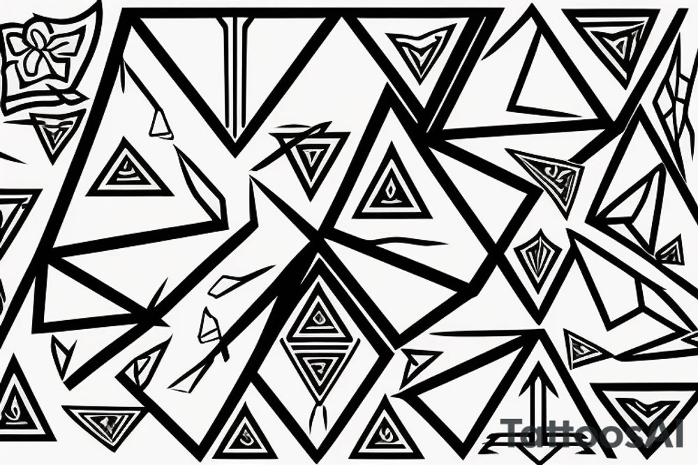 triangle long arrow rose tattoo idea
