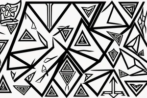 triangle long arrow rose tattoo idea