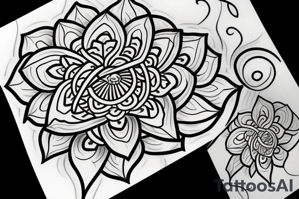 White lotus tile piece on  a vine tattoo idea