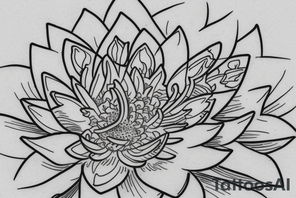 White lotus tile piece on  a vine tattoo idea
