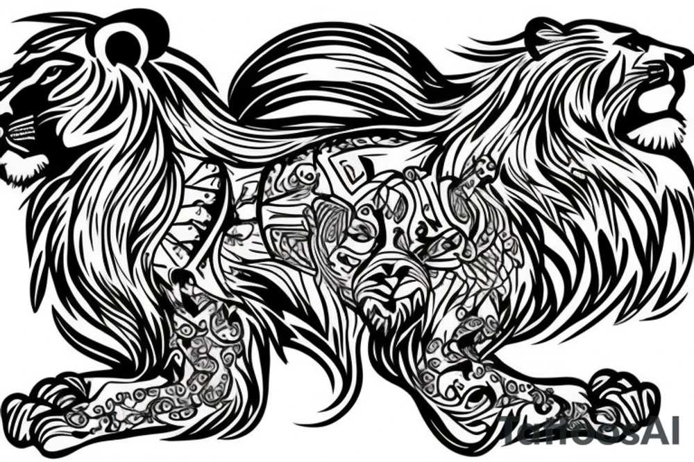 Real lion represented by Leo astrology sign tattoo idea