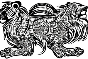 Real lion represented by Leo astrology sign tattoo idea