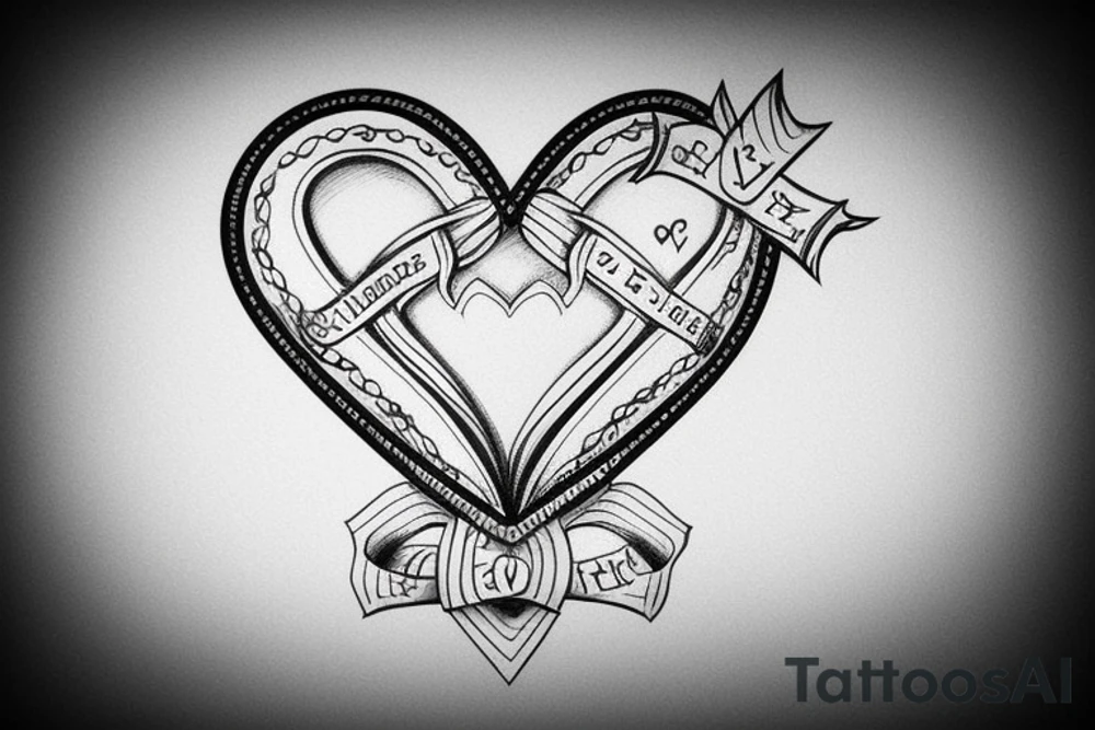 3d heart with cross tattoo idea
