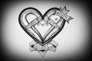 3d heart with cross tattoo idea