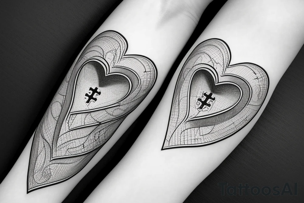3d heart with cross and religious tattoo idea
