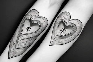 3d heart with cross and religious tattoo idea