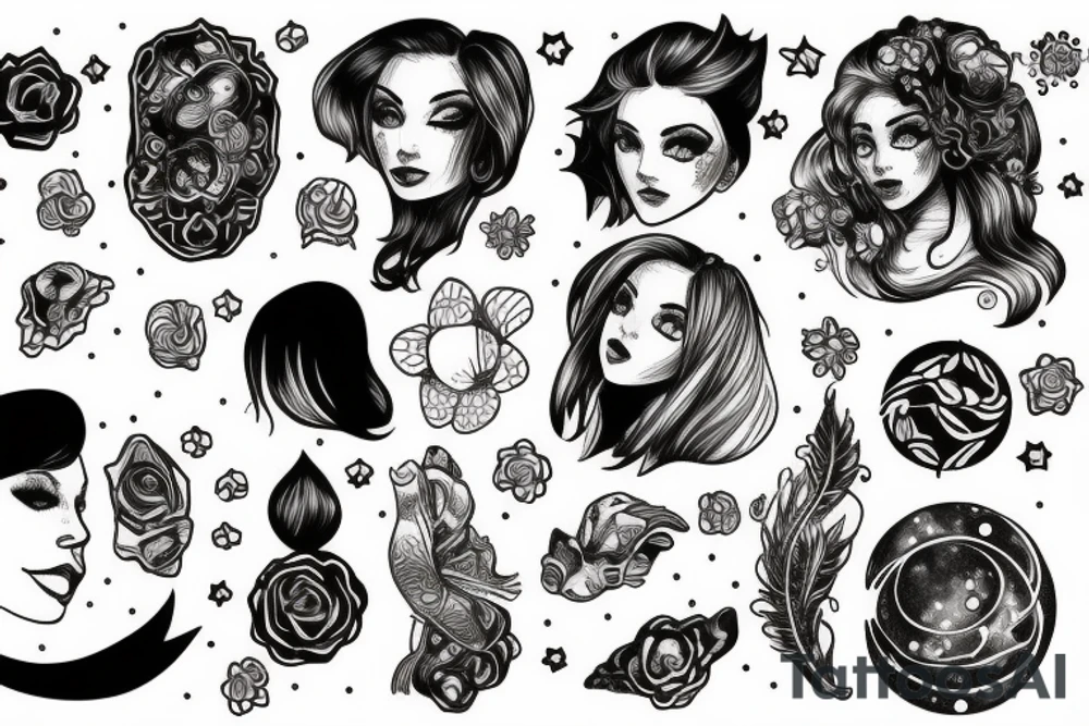 a girl in space tattoo idea