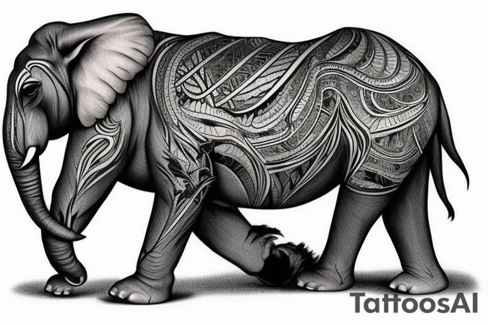 una composicion para la parte superior del brazo de animales de la selva donde no aparezcan ni jirafas, ni elefante ni rinoceronte tattoo idea