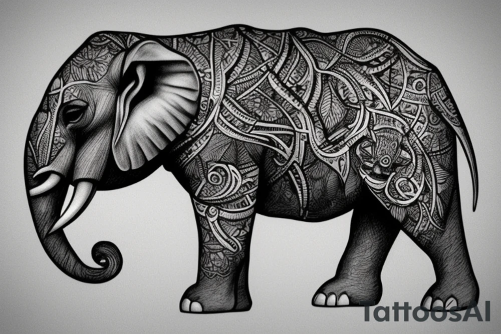 una composicion para la parte superior del brazo de animales de la selva donde no aparezcan ni jirafas, ni elefante ni rinoceronte tattoo idea