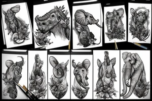 una composicion para la parte superior del brazo de animales de la selva donde no aparezcan ni jirafas, ni elefante ni rinoceronte tattoo idea