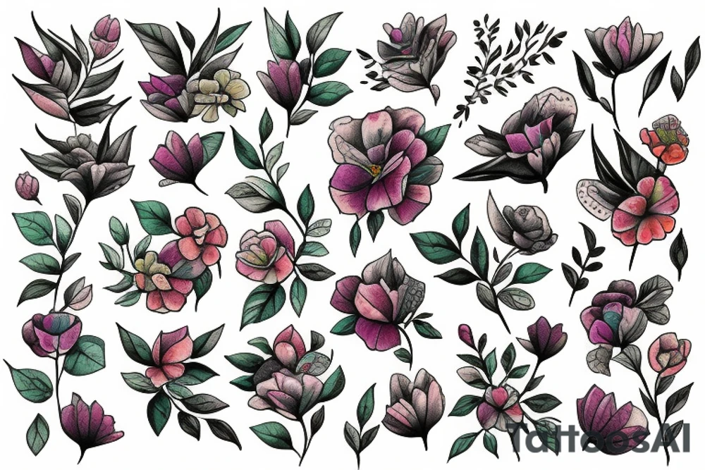 Books wirh Flowers around them tattoo idea