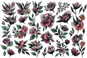 Books wirh Flowers around them tattoo idea