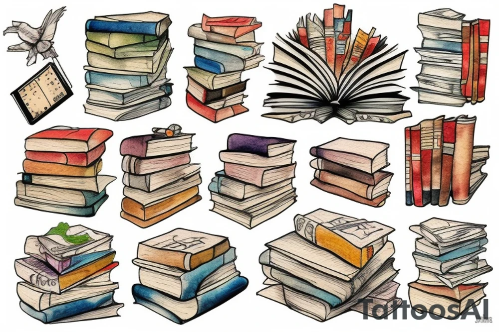A pile of books tattoo idea