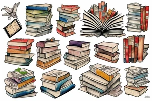 A pile of books tattoo idea