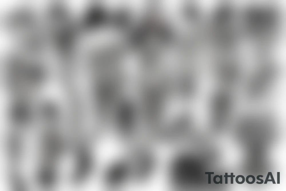 Full sleeve with dirtbikes and pinup girls tattoo idea