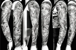 Full sleeve with dirtbikes tattoo idea